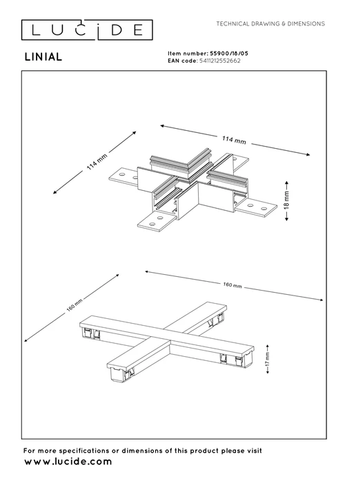 Lucide Premium LINIAL X-connector - 1-Circuit lighting system - Smart - 48V - Champagne - technical